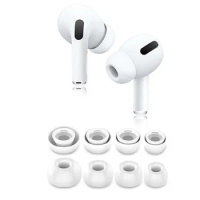 4 Pairs Eartips for Airpods 3nd Generation and AirPods Pro2 with Noise Reduction Hole Silicone Ear Tips (XS/S/M/L)-White