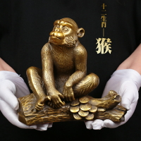 皇軒 銅猴擺件猴子風水家居工藝品裝飾品擺設 吉祥物十二生肖猴