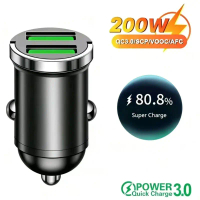 ชาร์จรถยนต์ขนาดเล็ก [COD] กำลังไฟ 100W/200W รองรับ QC3.0 และ PD แรงดันไฟฟ้า 12/24V พอร์ต USB Type‑C 
