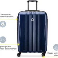 DELSEY Paris Helium Aero Hardside Expandable Luggage with Spinner Wheels, Brushed Charcoal, Checked-Large 29 Inch