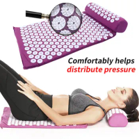 Yoga Acupressure Mat Neck Massager Cushion Applicator Back Pain Relief Needle Pad Pillow Set Gift Bag