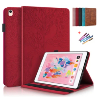 For iPad 6th Generation Case Emboss Tree Leather Flip Case for Funda iPad 9.7 2018 2017 Wallet Stand Tablet for iPad 5 6 Air 2 1