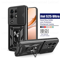 Sarung Telefon Perisai Kalis Kejutan, Untuk Itel S25 Ultra, dengan Pendirian Cincin Logam, Sarung de