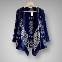 Outer tenun etnik toraja biru donker