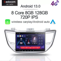 Carplay 10.1" 2 din Android 13.0 128G+8GB RAM 8Core Car DVD Player For Hyundai IX35 TUCSON 2015-2017 GPS autoradio car radio PX6