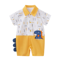 colorland棉質短袖包屁衣 寶寶連身衣 恐龍深黃款嬰兒服