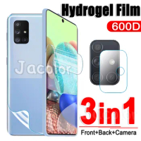 3 IN 1 Hydrogel Safety Film For Samsung Galaxy A71 4G/5G Screen Protector+Back Cover Gel Film+Camera Glass Glaxy A 71 A716 A715