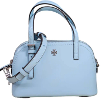 【TORY BURCH】TORY BURCH 夏季新款 亮面天空藍貝殼包手提斜背包(贈原廠防塵袋紙袋 母親節送禮)