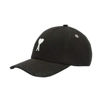 AMI Paris Ami De Coeur Felt Patch Cap Cotton Black Black