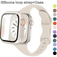 PC Case + Silicone Strap sport bracelet for Apple Watch 45mm 44mm 40mm 41mm 40mm 38mm iWatch series 1/2/3/4/5/6/7/8/9/se band