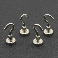 1/2/5/10/20Pcs D16 mm Strong Magnetic Hook Gravity Hook Neodymium Magnet Metal Strong Hook Thick Wall Hook Kitchen appliances