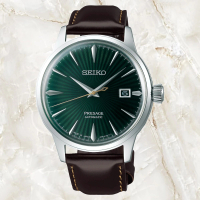 【SEIKO 精工】Presage 調酒師紳士機械腕錶-綠面皮錶帶40.5mm_SK028(SRPD37J1/4R35-01T0M)
