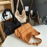 Women Satchel Sling Bag Casual Corduroy Crossbody Shoulder Bag Versatile Large Hobo Bag Multiple Pockets Bag Student School Bag