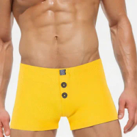 Sexy Boxer Shorts Beachwear Bathing Suit Men's Swimming Trunks Brief Male Swimmwear Slim Swimsuits Surfing Panties Button Design