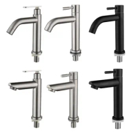 304 Stainless Steel Single Cold Basin Faucet Stainless Steel Washbasin Faucet Single Cold Faucet Bathroom Accessories
