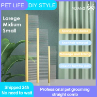 Yijiang Stainless Steel Grooming Comb Space Aluminum Handle Cleaning Hair Comb Dog/Cat Pet Accessories