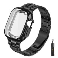 case+Strap for Apple watch Ultra band 44mm 40mm 45mm 41mm 42mm 38mm Metal Stainless Steel bracelet iWatch Series 3 5 6 SE 7 8