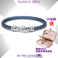 CHARRIOL夏利豪 Bangle Ibiza伊維薩島鉤眼藍鋼索手環-精鋼飾頭M款 C6(04-1901-1214-5)