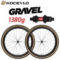KOCEVLO Gravel Wheelset Road Carbon 700x40c tubeless disc wheels 240 hub Ultralight 1380g Rim 40mm Depth 29mm