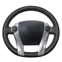Hand Sewing Artificial Leather Trim Car Steering Wheel Cover For Toyota Prius Aqua 2009 2010 2011 2012 2013 2014 Car Accessories