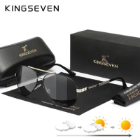 KINGSEVEN 2024 Brand Sunglasses Men‘s Pilot Photochromic Alloy Full Frame Glasses HD Polarized Driving UV400 Oculos De Sol
