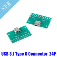 2pcs Type-C Female Connector Adapter Test Board USB 3.1 24P Socket Base PCB Board data cable connector 40*25mm For Arduino