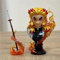 Demon Slayer Rengoku Kyoujurou Anime Figure Kimetsu No Yaiba Action Figurine Pvc Model Gk Flame Bust Toy Model Decor Statues