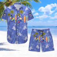 Eeyore Hawaiian Shorts Shirt Set Disney Men's Short Sleeve Set Eeyore Beach Vacation Shirt Shorts Hawaiian Shirts