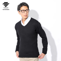 Sweater Rajut Pria V Neck Lengan Panjang Rajut Tebal Halus