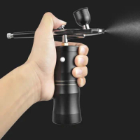 Oxygen Injector Mini Air Compressor Kit Air-Brush Paint Spray Gun Airbrush Nail Art Tattoo Craft Cake Nano Fog Mist Sprayer