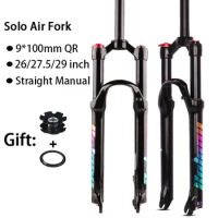 Bolany Air Suspension 26/27.5/ 29inch Aluminum Alloy Air Bicycle Fork Straight MTB Forks Travel 100mm For Bicycle Accessories