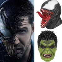 Superhero Venom Cosplay Masks with Long Tongue Full Head Hulk Mask for Adults Latex Helmet Haunted House Props Party Masks