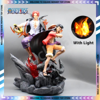 ONE Piece Gk Luffy Anime Figure Red Hair Shanks Luffy With Light 51cm Figurine Pvc Statue Model Figures Doll Decora Toys ​Gifts