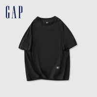 【GAP】男裝 圓領短袖T恤 厚磅密織水洗棉系列-黑色(877416)