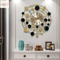 輕奢 太陽鐘錶圓形金屬掛鐘時尚北歐客廳家居裝飾 藝術時鐘 靜音掛牆壁鐘