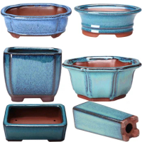 Chinese Style Bonsai Pots Breathable Pottery Bonsai Pots with Holes Chinese Style Bonsai Training Flower Pot Ceramic Crafts