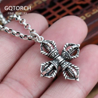925 Sterling Silver Pendant Cross Vajra Sweater Chain Pendant For Men And Women Buddha Jewelry