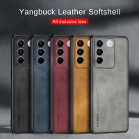 Camera Protect Lambskin Leather Case For Vivo V27 Pro 5G Vovi V27Pro V 27 VivoV27 VivoV27Pro V2230 V2231 Soft Bumper Cover Funda