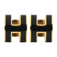 Hermes 愛馬仕 Mini Pop H 經典H簍空耳環(03黑/金)