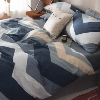 Boho King Duvet Cover, Modern Home Bedding Set, Cotton Fabric, Jacquard Stripes, 3 Piece Set Includes Matching Pillow Shams