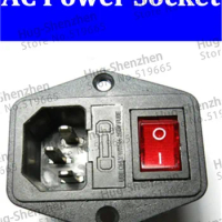 Free Shipping 2pcs 3 in 1 Fuse switch socket with Red light ,AC power socket Plug 4Pin 15A 250V with Fuse Block