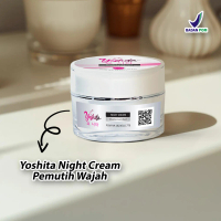 Yoshita Night Cream Krim Malam Mencerahkan Wajah Pelembab dengan Collagen & Ekstrak Delima Bearbery 