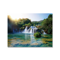 【24mama 掛畫】單聯式 油畫布 全景 風景 河 國家公園 克羅地亞 山 森林 無框畫-80x60cm(克爾卡瀑布)