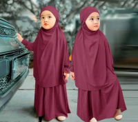 Safa Long jilbab 3-5 tahun gamis muslim anak panjang syari dress baju Basic Wanita Lebaran Cewek Sed