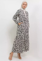 MFMW MFMW Rouva Dress Gamis Hitam Motif Bunga