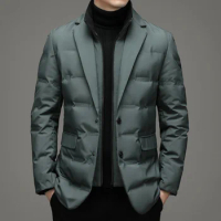 Man Down Jacket 2023 New Arrival Men Business Casual Classic Suit Collar 90% Gery Duck Down Coat Keep Warm parkas
