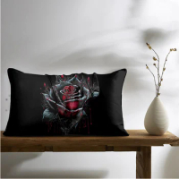 3D Black Red Rose Romantic Flowers Pillow Shams Set of 2 Blood Ink Pattern Bed Decorative Pillow Covers Cozy Home Decor