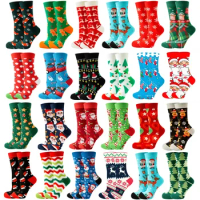 2024 New Women's Christmas Socks Fun Christmas Santa Claus Tree Snowflake Elk Cotton Crew Happy Socks New Year Fun Soken