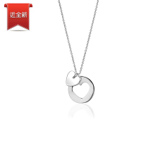 二手品 Tiffany&amp;Co. 圓弧形鏤空雙愛心925純銀項鍊