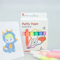 6pcs Popcorn Pens Set 3D Fluffy Foam Paint Bubble Coloring Painting DIY Wooden Boards Mugs Paper Graffiti Puffy Pen Kids Toys